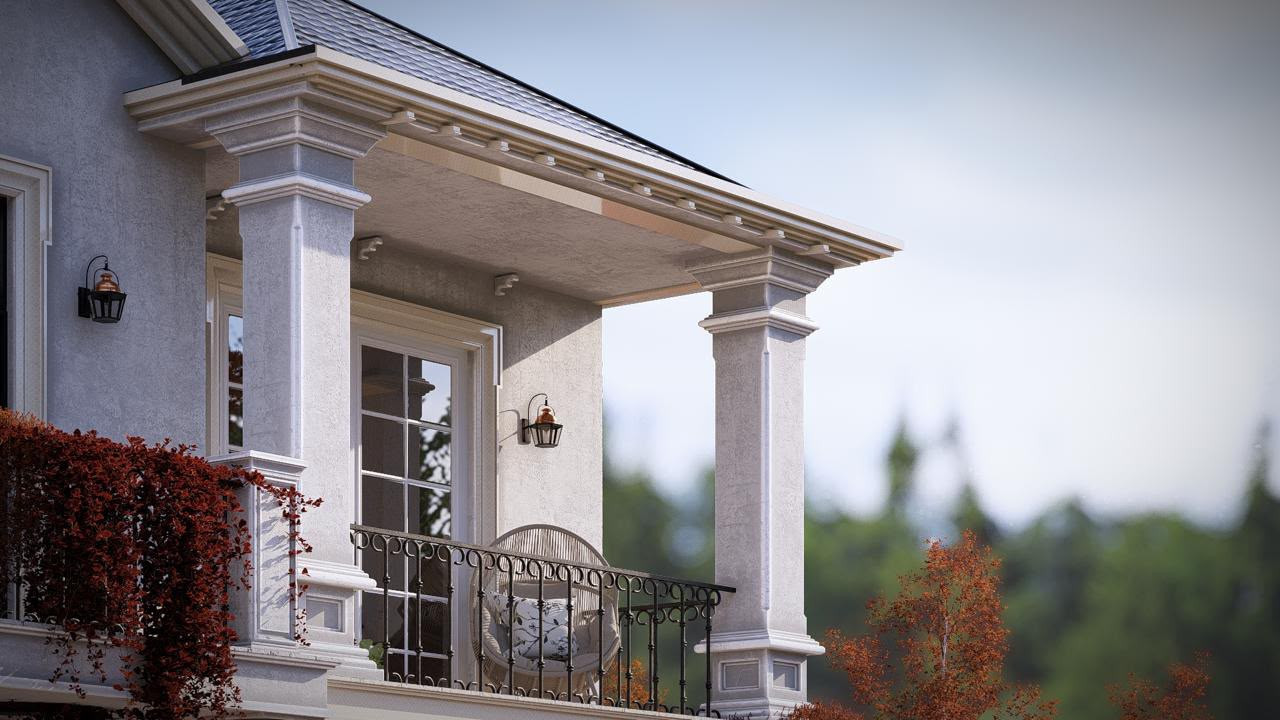 Entrance and balconies
