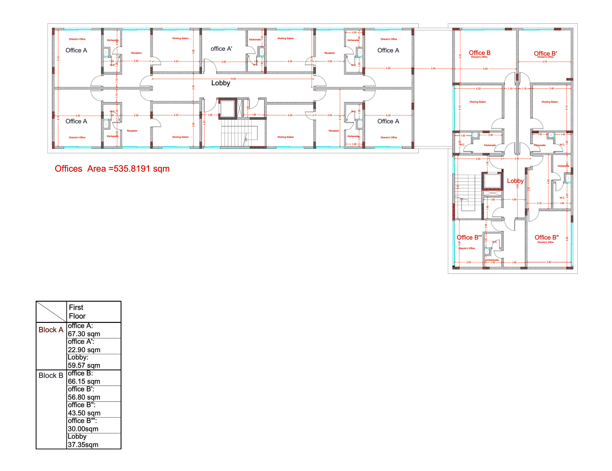 First floor, offices