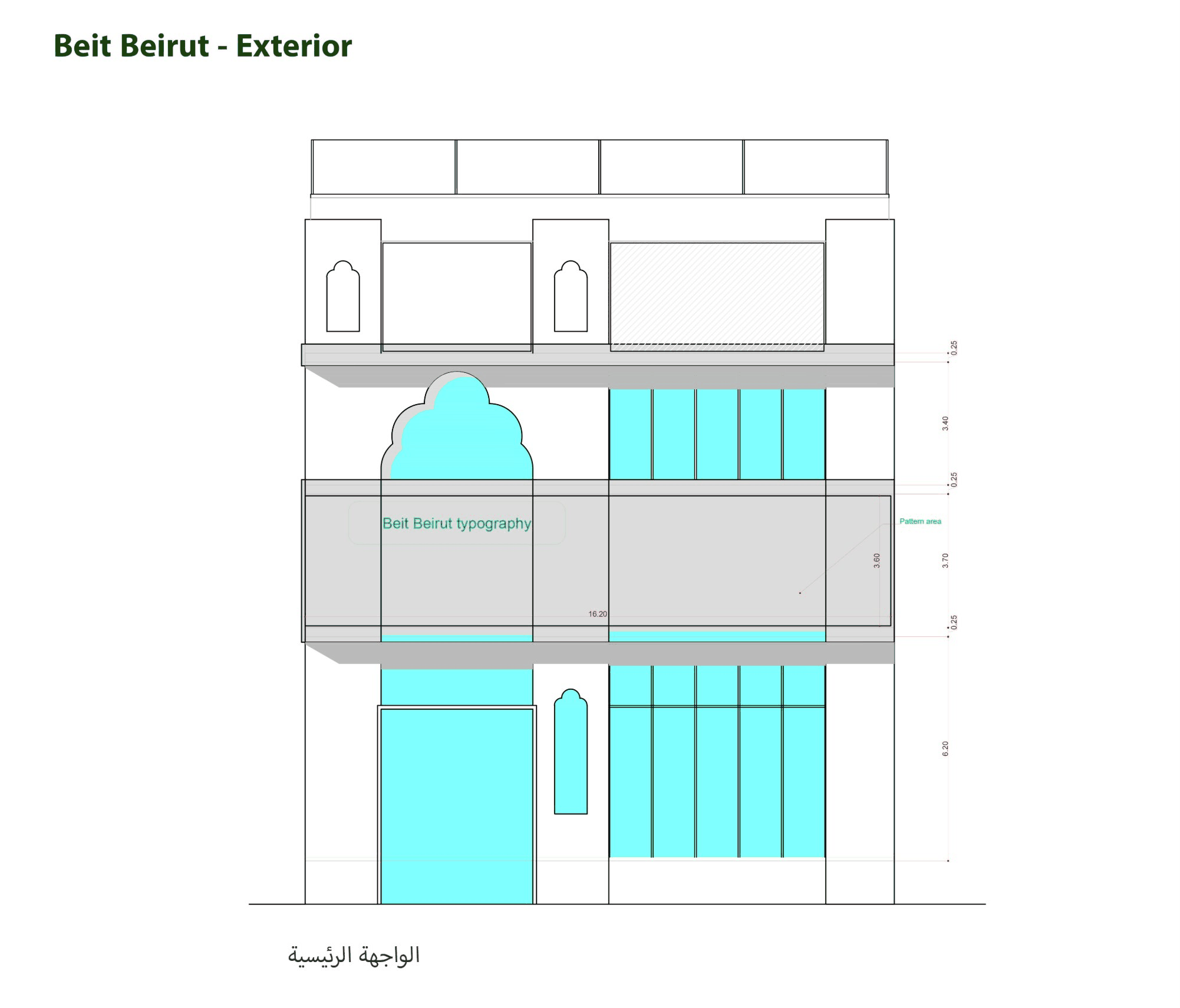 Front elevation, dimensions