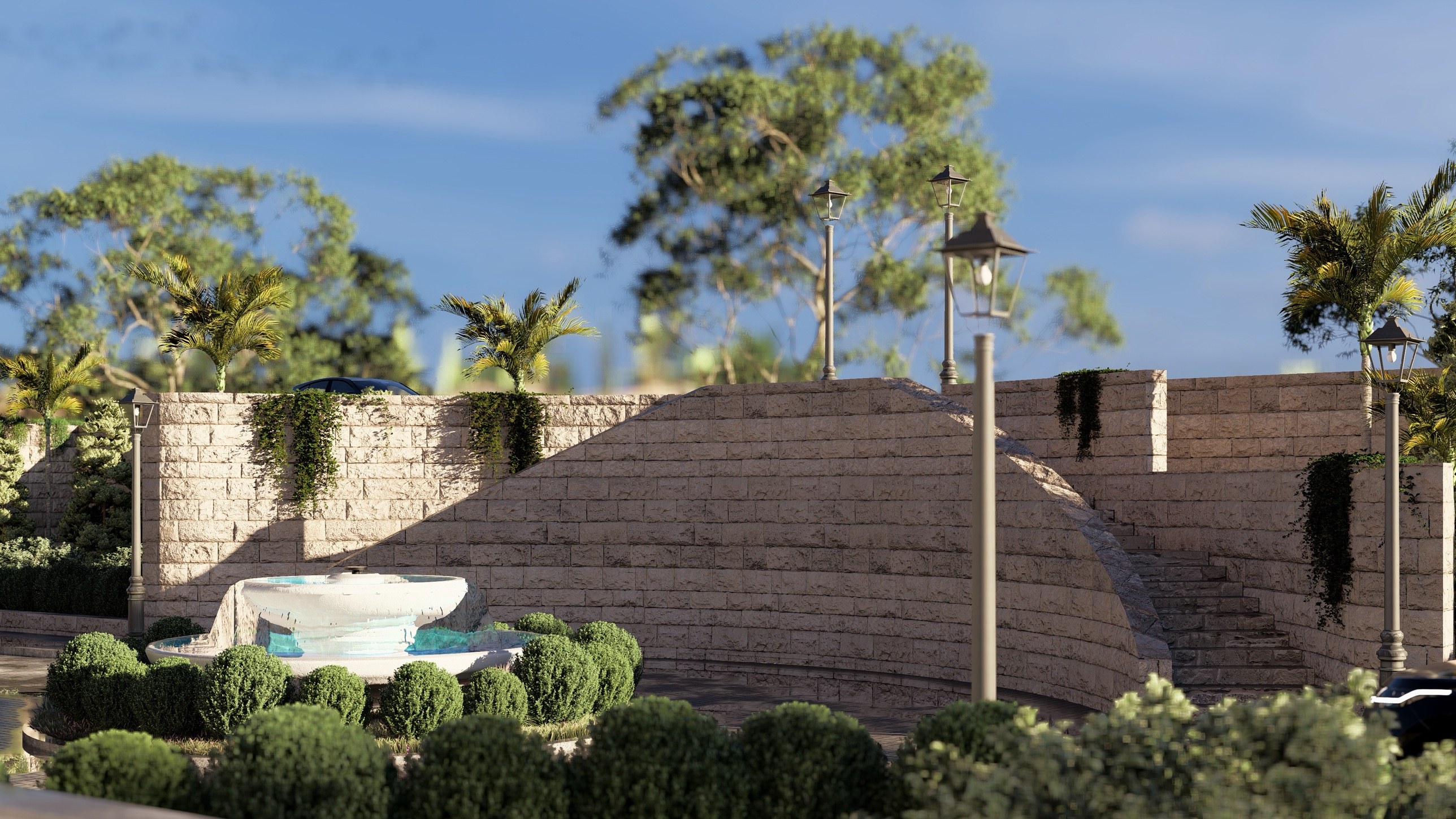Driveway and landscape