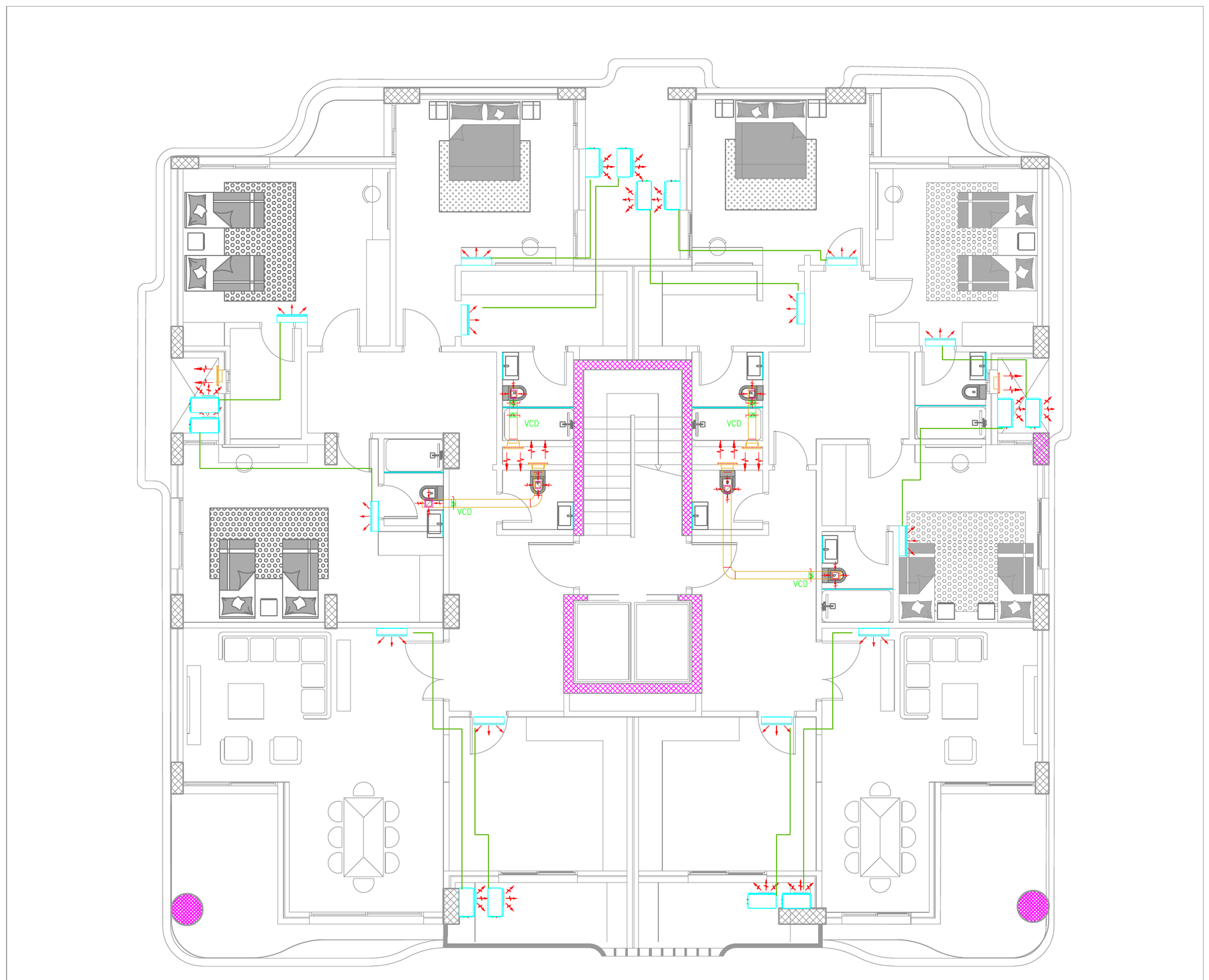 Ruby Tower, Air conditioning, typical floor