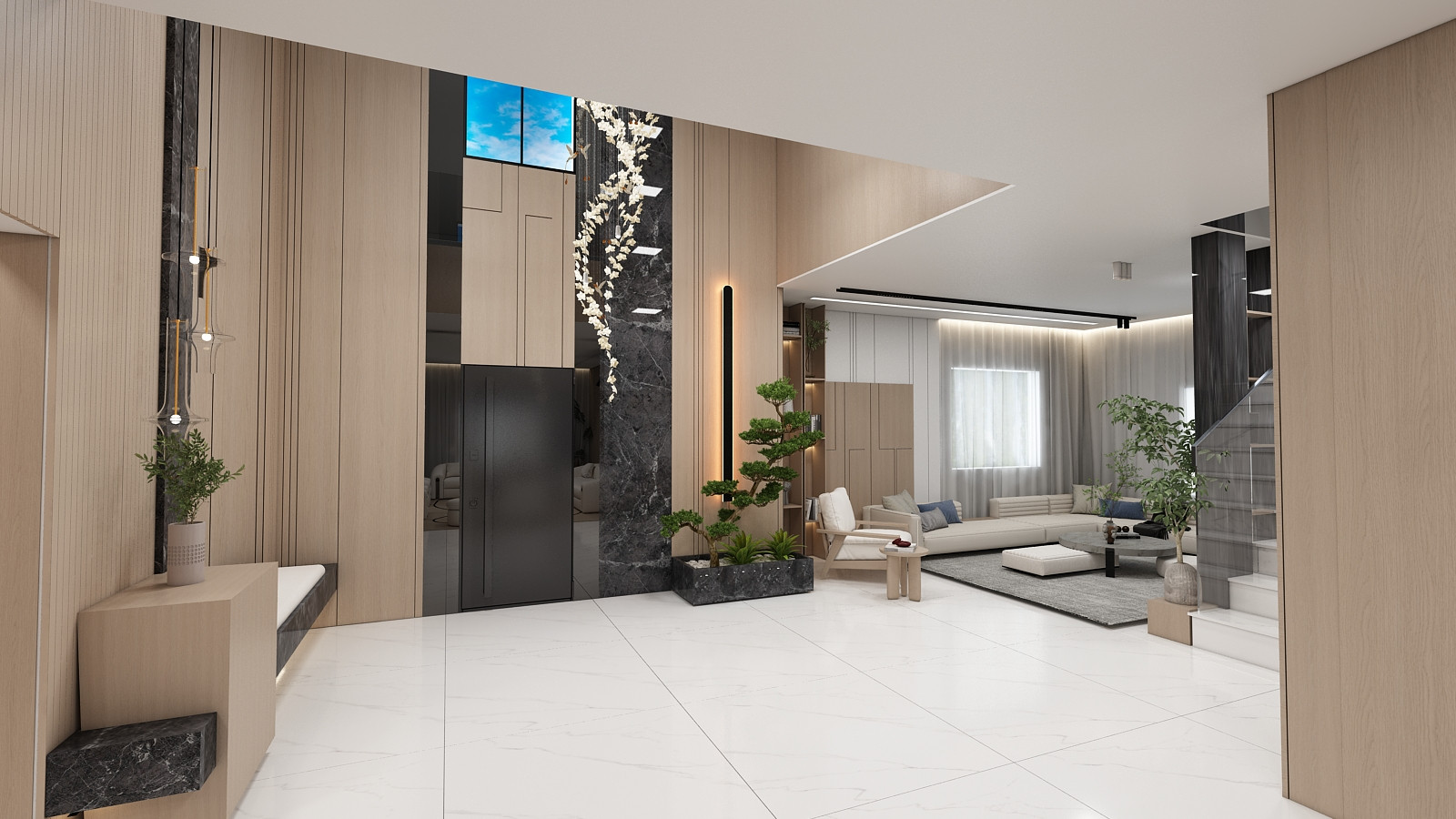 Entrance and family room